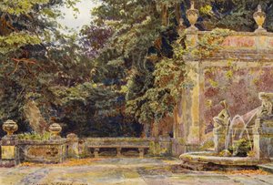 Italienische Gärten: Am Fuß des Wasserfalls, Villa Corsini von George Samuel Elgood