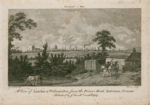 Blick auf London und Westminster, vom Princes Head, Battersea, Surrey