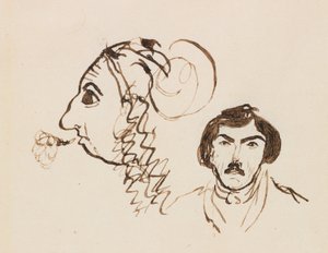 Selbstporträt mit Porträt von Delacroix von George Sand