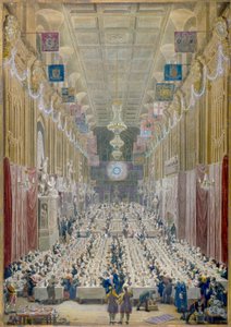 Ansicht des Abendessens des Lord Mayor in der Guildhall, City of London