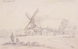 Ansicht der Mühle mit einer Windmühle auf Blackheath, Greenwich, London, 1833 von George Shepheard