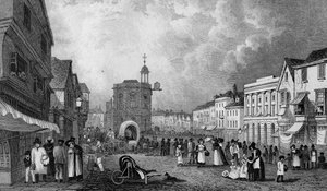 High Street, Maidstone, Ein Markttag, graviert von S. Lacey, veröffentlicht 1832