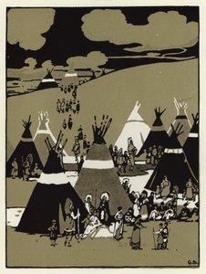 Am Abend kamen sie zu einem Lager (Farblithografie) von George Sheringham