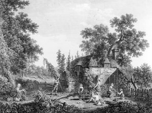 Die Hopfenpflücker, geätzt von Francis Vivares, 1760