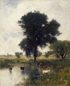 Rinder im Pool (Eine Sommerlandschaft) von George Snr. Inness