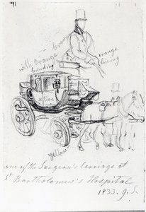 Chirurgenkutsche am St. Bartholomews Hospital, London, 1833 von George Snr Scharf