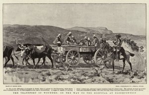 Transport von Verwundeten auf dem Weg zum Krankenhaus in Bloemfontein