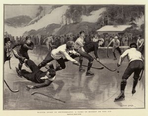 Wintersport in der Schweiz, ein Hockeyspiel auf dem Eis