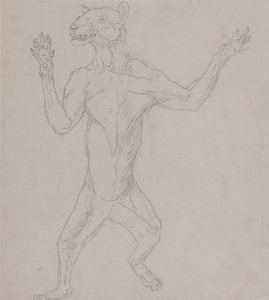Ein vergleichender anatomischer Vergleich der Struktur des menschlichen Körpers mit der eines Tigers und eines gewöhnlichen Huhns: Tigerkörper, stehend in menschlicher Haltung von George Stubbs