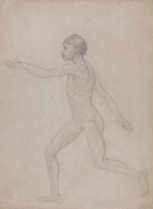 Vergleichende anatomische Darstellung der Struktur des menschlichen Körpers mit der eines Tigers und eines gewöhnlichen Huhns: Menschliche Figur, Seitenansicht (Vorentwurf) von George Stubbs
