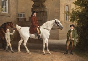 (Detail) William Henry Cavendish Bentinck, 3. Herzog von Portland vor den Reitställen der Welbeck Abbey, 1766-7