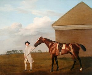 Firetail mit seinem Trainer am Rubbing-Down House auf Newmarket Heath. 1774 im Besitz von Thomas Foley, Esquire von George Stubbs