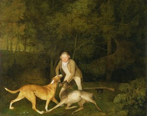 Freeman, der Wildhüter des Earl of Clarendon, mit einem sterbenden Reh und einem Hund von George Stubbs