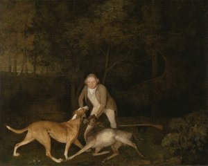Freeman, der Wildhüter des Earl of Clarendon, mit einem sterbenden Reh und Hund von George Stubbs