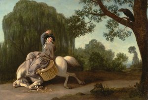 Die Frau des Bauern und der Rabe von George Stubbs