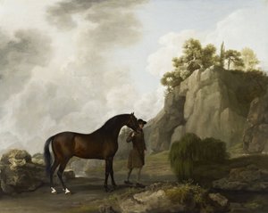 Der arabische Hengst des Marquess of Rockingham (geführt von einem Stallburschen bei Creswell Crags) von George Stubbs