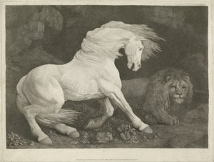 Das Pferd und der Löwe, 1770 (Mezzotinto)