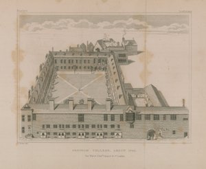 Luftaufnahme des Gresham College von George Vertue
