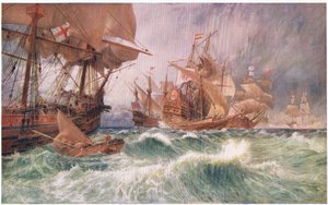 Die Aufforderung zur Kapitulation: Ein Vorfall beim Angriff der großen Armada 1588, aus Cassells Geschichte des britischen Volkes