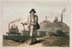 Blenkinsop-Lokomotive in der Middleton-Kohlengrube bei Leeds, graviert von Robert und Daniel Havell, 1814