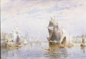Kleine Boote auf dem Fluss bei Whitby Bridge, 1877