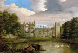 Newstead Abbey, Nottinghamshire, vom oberen See