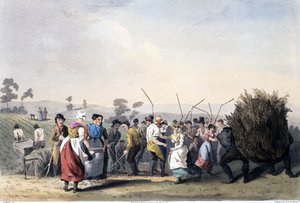 Rapsdreschen, aus The Costume of Yorkshire, graviert von Robert Havell (1769-1832) 1814 von George after Walker