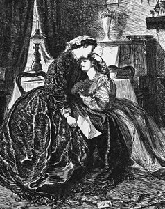 Eine Mutter und Tochter erhalten Nachricht von der schweren Krankheit des Ehemanns/Vaters