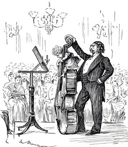 Karikatur über musikalische Wunderkinder, die immer jünger zu werden schienen von George du Maurier