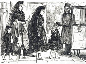 Karikatur, die Menschen zeigt, die natürliche Schuhe tragen, um deformierte Füße zu vermeiden von George du Maurier
