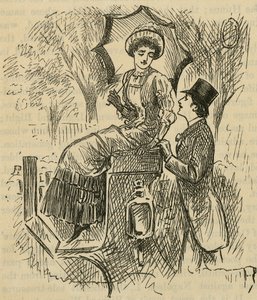 Flirten. Illustration von George du Maurier, veröffentlicht 1882 von George du Maurier