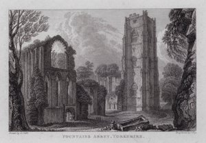 Fountains Abbey, Yorkshire (Stich) von George the Younger Cuitt