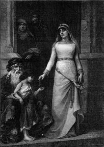 Blanche de Castille, Königin von Frankreich (1188 - 1252), genannt die Liebe der Armen (1879). Gravur nach dem Gemälde von Georges Moreau de Tours (1848-1901) von Georges (after) Moreau de Tours