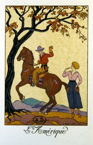 Amerika, Illustration für einen Kalender von 1921 von Georges Barbier