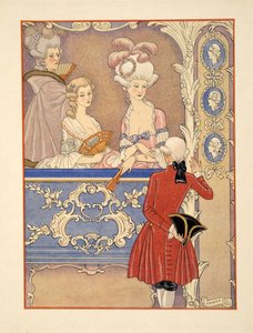 Cécile de Volanges und Marquise Isabelle de Merteuil im Theater, Illustration aus 