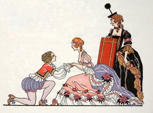 Aschenputtel mit Prinz Charming, ihre Stiefmutter schaut zu von Georges Barbier