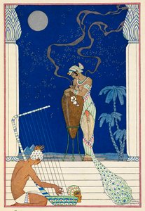 Ägypten. Eine ägyptische Person und ein Musiker. von Georges Barbier