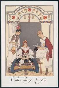 Falbalas et Fanfreluches, Almanach für 1923, Entre deux feux, von George Barbier, Druck von Georges Barbier