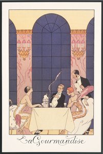 Falbalas et Fanfreluches, Almanach für 1925: "La gourmandise", von George Barbier, Druck von Georges Barbier
