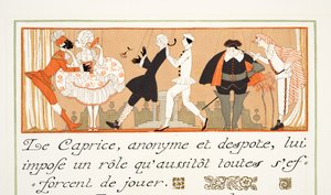 Le Caprice, aus Personages de Comedie, veröffentlicht 1922 von Georges Barbier
