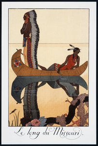 Le long du Missouri, Lithographie von George Barbier (1882-1932), aus Falbalas et Fanfreluches, Almanach des Modes Presentes, Passees et Futures, Frankreich, 20. Jahrhundert von Georges Barbier
