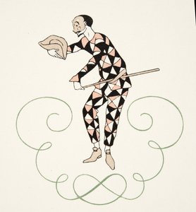 Pierrot, aus Personages de Comedie, veröffentlicht 1922 von Georges Barbier