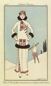 Pour St.Moritz, Platte aus "Costumes Parisiens" von Georges Barbier