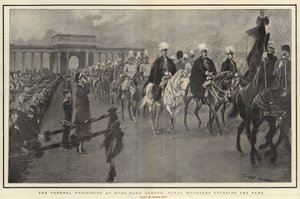 Der Trauerzug am Hyde Park Corner, königliche Trauergäste betreten den Park von Georges Bertin Scott
