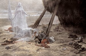 Zwei weiße Frauen erscheinen einem sterbenden Soldaten von Georges Bertin Scott