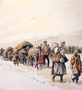 Verhungernde Menschen verlassen ihre Heimat, ca. 1924 von Georges Carrey