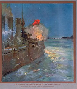 Der Kreuzer Aurora bombardiert den Winterpalast, ca. 1923-24