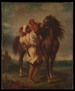 Araber sattelt sein Pferd von Georges Décote