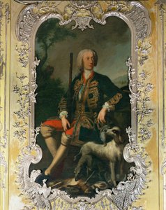 Porträt des Kurfürsten Carl Albrecht im gelben Schlafzimmer des Amalienburg-Palastes im Nymphenburger Park
