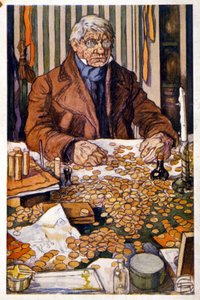 Le père Grandet zählt sein Geld - Illustration in „Eugenie Grandet“ von Honore de Balzac, coll. Ideal Library
